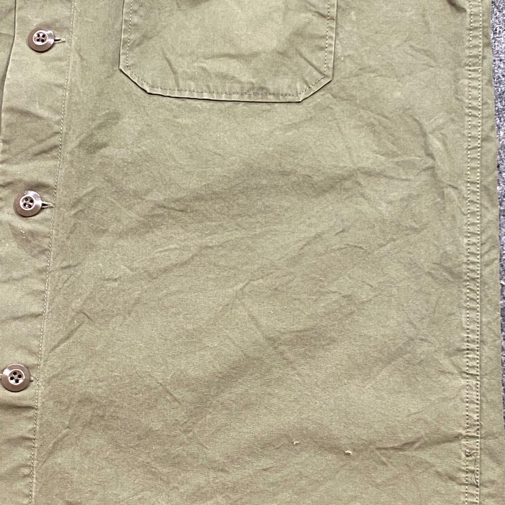 Wallace Barnes Utility Shirt Sz L Mens Green Military Workwear Chore Overshirt - Picture 5 of 9